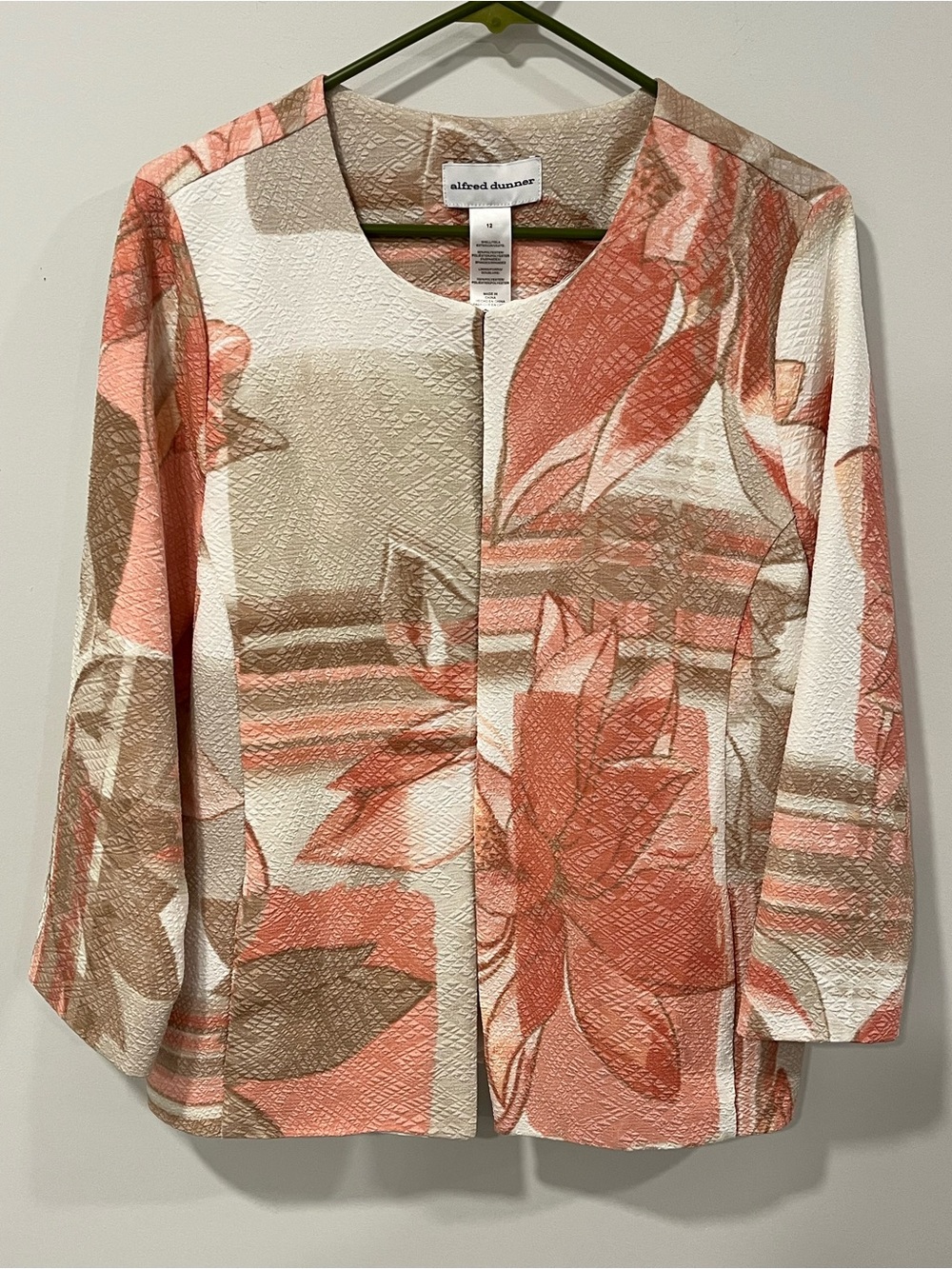 Alfred Dunner Coral, Cream & Brown Floral Jacket